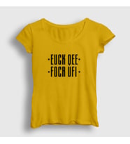 Presmono Kadın Sarı Fuck Off Katlamalı Gizli Yazılı T-Shirt 342761tt (Sarı)