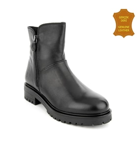 Hush Puppies Eretria 725029 Gerçek Deri, Anatomik, Kadın Bot Siyah