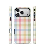 iPhone 17 Pro Max Vorian Çift Katmanlı Kılıf Pastel Gingham