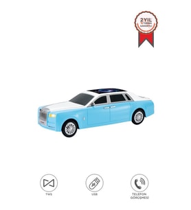 Bluetooth Hoparlör Süper Lüks Araba Tasarımlı 15W TWS FM USB Speaker D82 Mavi