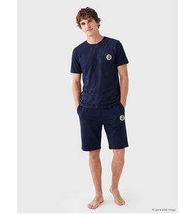LC WAIKIKI Lacivert Fenerbahçe Baskılı Erkek Şortlu Pijama Takımı