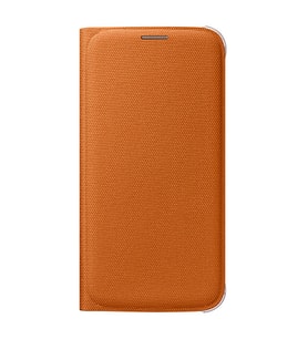 Galaxy S6 ile Uyumlu Flip Wallet (Tekstil) Turuncu EF-WG920BOEGWW