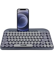 Bluetooth Klavye Renkli Retro Kablosuz Klavye Daktilo Görünümlü Tuş Tasarımı Şık ve Kullanışlı Telefon Koyma Gözü Pilli Türkçe Q Klavye SW-05 (Mor)