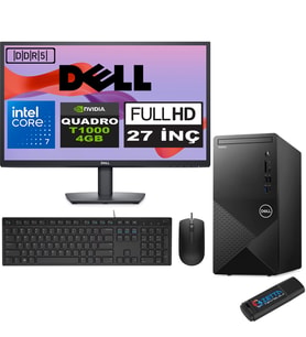 Dell Vostro 3030 mt Intel Core I7 12700 24GB Ddr5 1tb SSD 27" Fhd Ubuntu Quadro T1000-4GB Masaüstü Bilgisayar 27N3030I7T1000U13 + Zetta USB Bellek