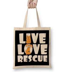 Live Love Rescue Retro Vintage Bez Çanta Uzun Saplı
