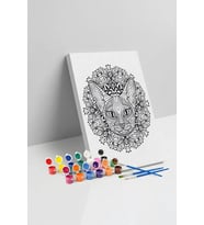 Kedi Desenli Mandala Tuval Boyama Seti 40x50 cm