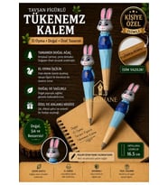 Kalemhane Kişiye Özel El Oyma İşçilik Özel Yapım Tükenmez Kalem Tavşan 2 Figürlü