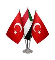 Masa Üstü Sudan Bayrağı Türk Bayrağı Üçlü Krom Direk Masa Bayrak Seti