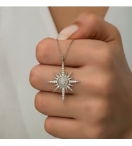 Kutup Yıldızı Rodaj Kolye-925 Ayar Gümüş (Gümüş)