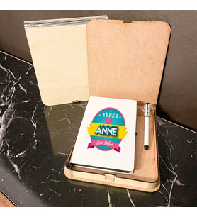 Süper Anne Hediye Ahşap Kutulu Defter Kalem Set