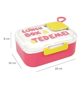 Bölmeli Paslanmaz Çelik Saklama Kabı Çatal Kaşıklı Sızdırmayan Beslenme Kabı 750 ml - Pembe