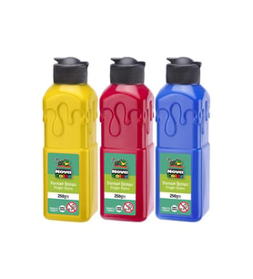 Parmak Boyası 250 Gr 3 Adet Çocuklar İçin Yıkanabilir Parrmak Boya Okul Hobi Kreş Etkinlik Kırmızı Sarı Mavi (Karışık)