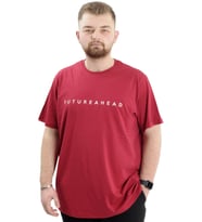 Mode XL Büyük Beden Erkek Baskılı T-Shirt Bisiklet Yaka FUTUREHEAD U24029 Bordo