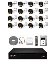FURY 16 Kameralı Güvenlik Kamera Seti 4 Warm LED Gece Renkli Görüş 1 TB HDD