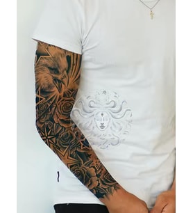 GZQB-035 YARI KALICI KARTAL YILDIZ VE GÜL DESEN KOL DÖVMESİ-TATTO
