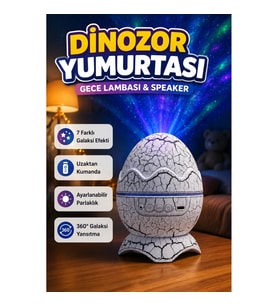 Dinozor Yumurtası Projektör Gece Lambası – 7 Sis Efekti ve Kayan Yıldız Lazerli