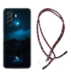 Huawei Nova Y70 Y90 Nova 9 SE  Kılıf Boyun Asklı Rasta Silikon Gece 1633