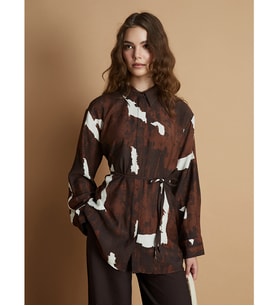 LCW Modest Kahverengi Batik Desenli Kadın Gömlek Tunik