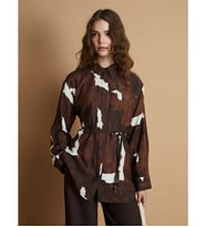 LCW Modest Kahverengi Batik Desenli Kadın Gömlek Tunik