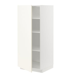 Mutfak Boy Dolabı, Beyaz, 60x60x140 cm, 1 Kapaklı ve 2 Raflı