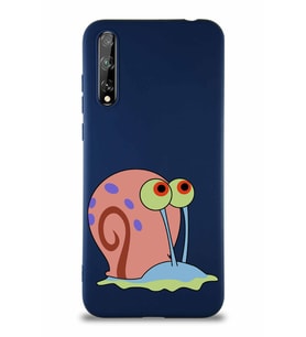 Huawei P Smart S Soft Premier Kapak Salyangoz Gary Tasarımlı Silikon Kılıf - Lacivert (Şeffaf)
