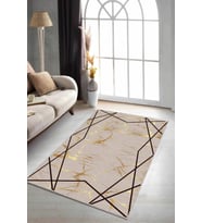 Bej Prizma Kaymaz Tabanlı Makinede Yıkanabilir Halı AR174 - 100 x 160 cm