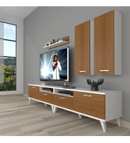 Decoraktiv Eko 5200D Slm Retro Tv Ünitesi Tv Sehpası (Beyaz - Ceviz)