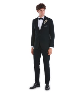 Lacivert Slim Fit Düz Çıkma Şal Yaka Smokin Damatlık