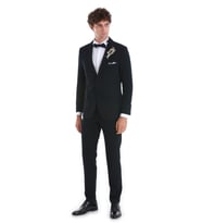 Lacivert Slim Fit Düz Çıkma Şal Yaka Smokin Damatlık