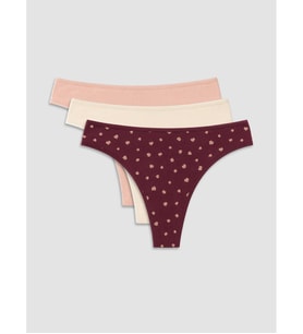 LCW DREAM Bordo Desenli Tanga Külot 3'lü