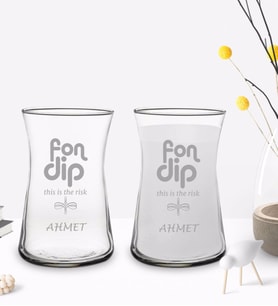 BK Gift Kişiye Özel Fondip Tasarımlı 2’li Heybeli Çay Bardağı Rakı Kadehi-1