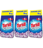 Tursil Matik Toz Çamaşır Deterjanı 24KG Leylak Bahçesi (159 Yıkama) Renkli/Beyazlar (3PK*8KG)