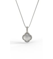 925 Ayar Beyaz Sedef Taşlı Rodyum Van Cleef Yonca Gümüş Kolye