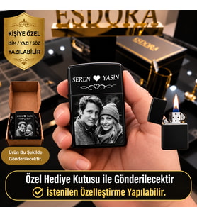 Kişiye Özel Fotoğraflı Benzinli Çakmak İsim ve Tarih Yazılı Sevgiliye Özel Hediye Kutulu