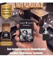 Kişiye Özel Fotoğraf Baskılı Benzinli Çakmak - İsim ve Tarih Yazılı - Özel Hediye Kutulu