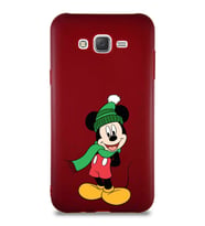 Samsung Galaxy J7 Soft Premier Kapak Mickey Mouse-G Tasarımlı Silikon Kılıf - Mürdüm (Şeffaf)