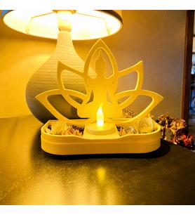 3D Baskı Lotus Buda Mumluk - Dekoratif Tealight Mumluk-Sarı