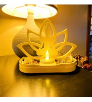 3D Baskı Lotus Buda Mumluk - Dekoratif Tealight Mumluk-Sarı