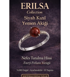 Sertifikalı Nefes Tutulma Hissi Yüzüğü – Siyah Kızıl Yemen Akik Ayarlamalı İnce Kasa Akrep Koç Aslan