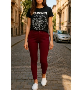 pilelistore- Gabardin Kumaş Yüksek Bel Pantolon 90cm Bel 38cm (Bordo)