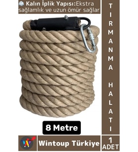 #TırmanmaHalatı Açık Hava Outdoor Spor Okul Metal Detay Sağlam Kalın İplik Tırmanma Halatı 8 Metre