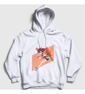 Presmono Unisex Beyaz Momo Ayase V2 Anime Dandadan Kapüşonlu Sweatshirt 512317tt