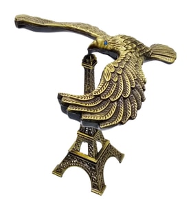 Vintage Metal Dengeli Kartal ve Eyfel Kulesi Bronz 12x10 cm (Karışık)