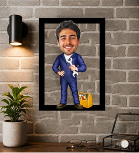 Kişiye Özel Tamirci Karikatürlü Çerçeveli Tablo – Fotoğraftan Usta Portresi Hediyesi tamirci hediyesi, usta hediyesi,