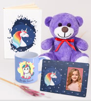 Kendin Tasarla Unicorn Kupa & Unicorn Çerçeve & Unicorn Defter & Sevimli Pelüş Ayıcık