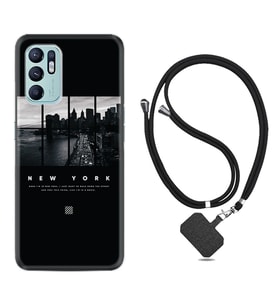 Oppo Reno 6 Kılıf Silikon Boyun Askılı İpli Desenli Silikon New York 1612