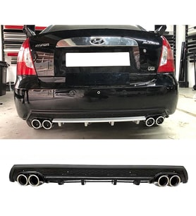 Hyundai Accent Era Siyah Difüzör Çiftli Yuvarlak Egzoz Görünümlü D Tip Difizör 2006 - 2009