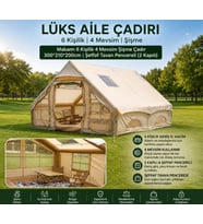 6 Kişilik 4 Mevsim Şişme Çadır - 300x210x200 cm Şeffaf Tavanlı 2 Kapılı