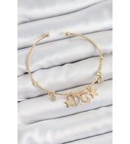Pirinç Zirkon Taşlı Kelebek Ve Yıldız Model Gold Renk Charm Bileklik 5886 - GLST6212-3732
