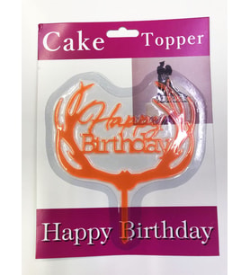 Happy Birthday Yazılı Turuncu Dallı Pasta Kek Çubuğu
